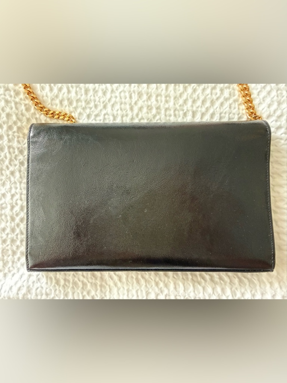 Saint Laurent Black Patent Leather with Gold YSL Emblem - Picture 3 of 6